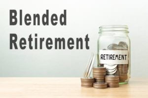 Jar of coins labeled blended retirement