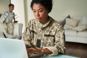 mypay military woman at computer