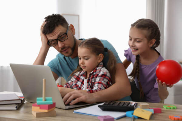 Military servicemember caring for his children