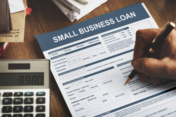 Small business loan application on desk