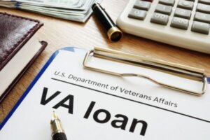 VA loan document sitting on desk